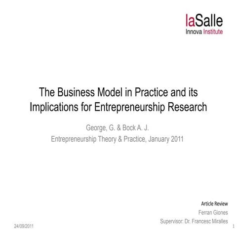 Academic review on Business Models