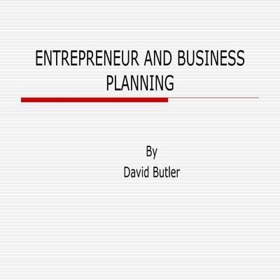 Entrep & Business Planning