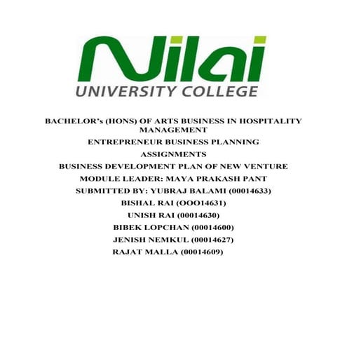 Business development plan of hotel in nepal