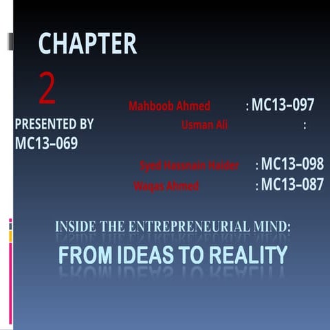 ENTREPRENEURSHIP DEVELOPMENT - CREATIVITY