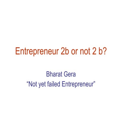 Entrepreneur 2b or not 2 b indo german | PPT