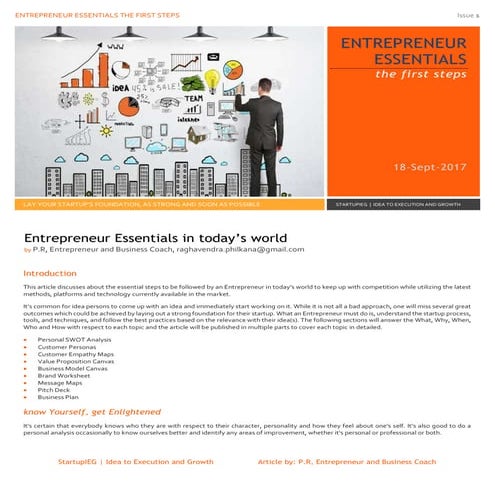 Entrepreneur essentials   the first steps - newsletter issue 1