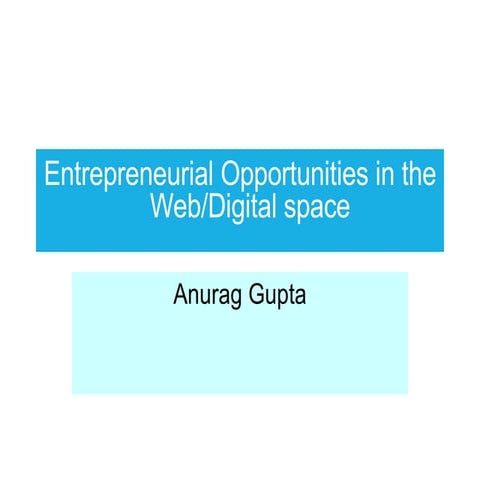 Entrepreneurial Opportunities in the Online Marketing World
