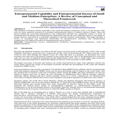 Entrepreneurial capability and entrepreneurial success of small