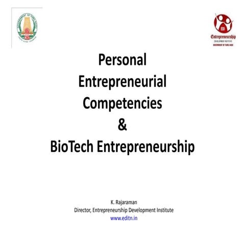 Entrepreneurial comptencies for biotech entrepreneurs  annauniv - 1.2.2017