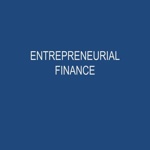Entrepreneurial finance