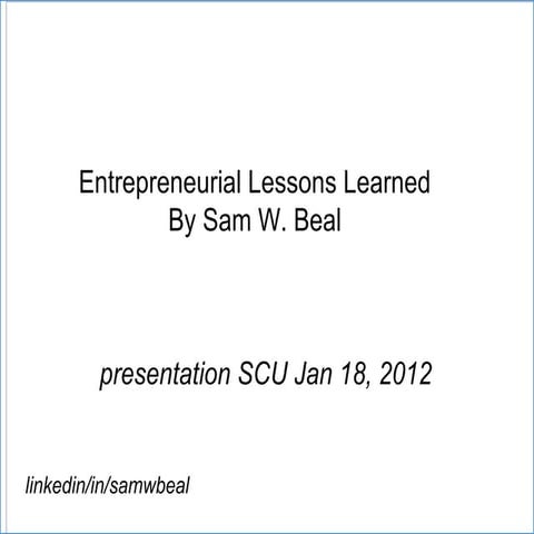 Entrepreneurial Lessons 2012