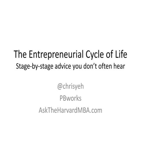 Entrepreneurial lifecycle