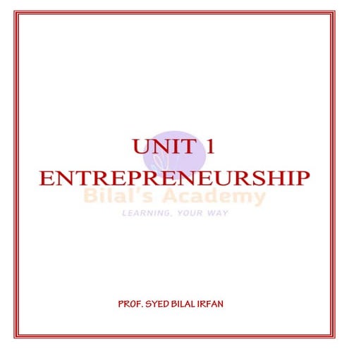 Entrepreneurial Management / Entrepreneurship Development Notes