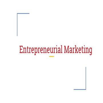 Entrepreneurial Marketing [Creative marketing]
