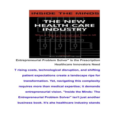 Entrepreneurial Problem Solver is the Prescription Healthcare Innovators Need...