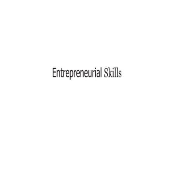 Entrepreneurial skills