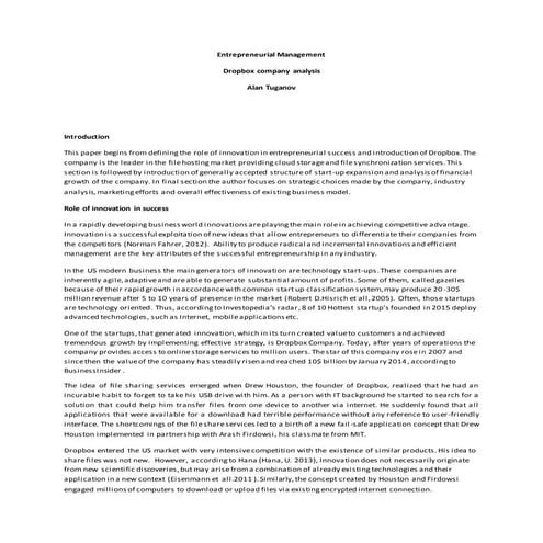 Dropbox company analysis | DOCX