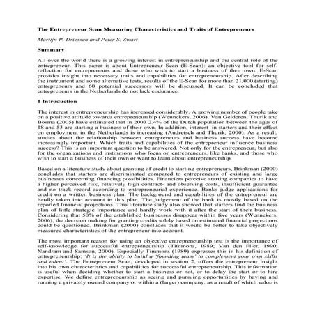 Measuring the Make Up of an Entrepreneur