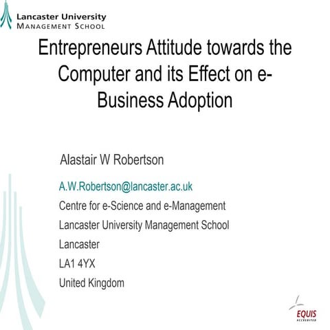 Entrepreneurs Attitude towards the Computer and its Effect on ...