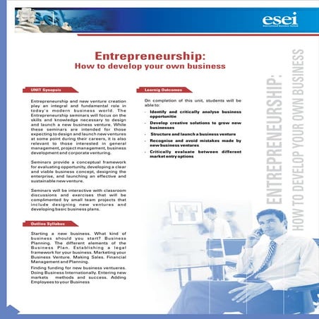 Entrepreneurship course outline | DOCX