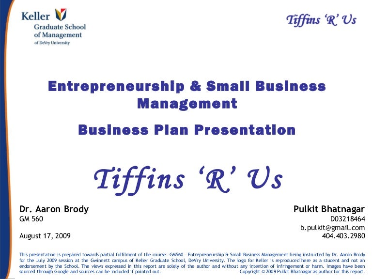 Tiffin service marketing plan picture
