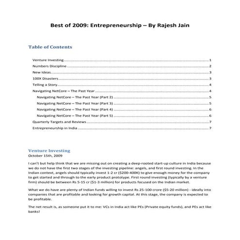 Entrepreneurship 2009: By Rajesh Jain