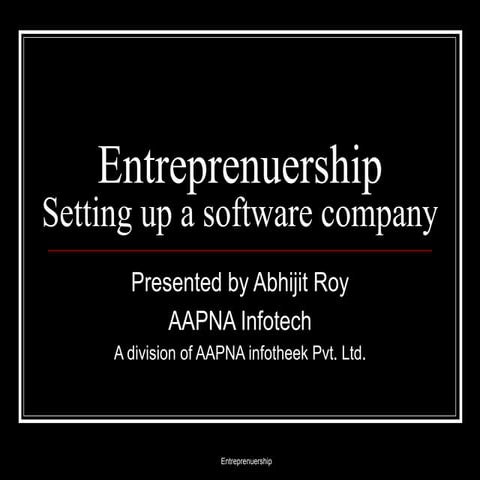 Entrepreneurship setting up