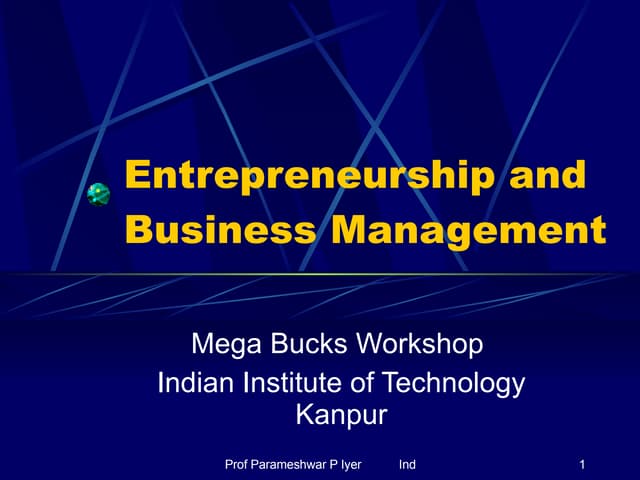 Entrepreneurship And Business Management