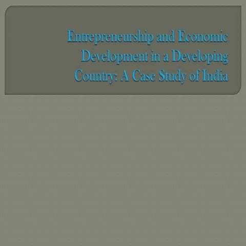 Entrepreneurship and economic