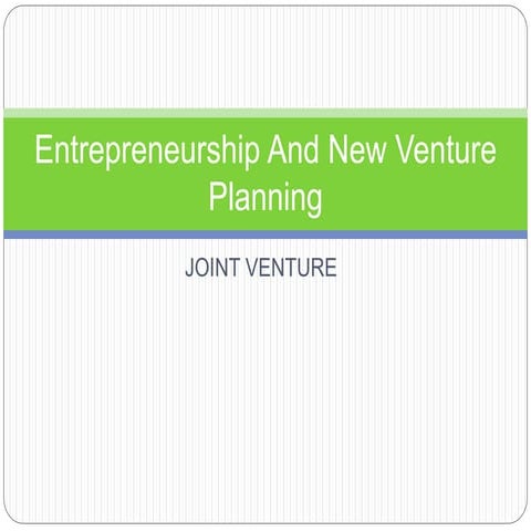Entrepreneurship and new venture planning