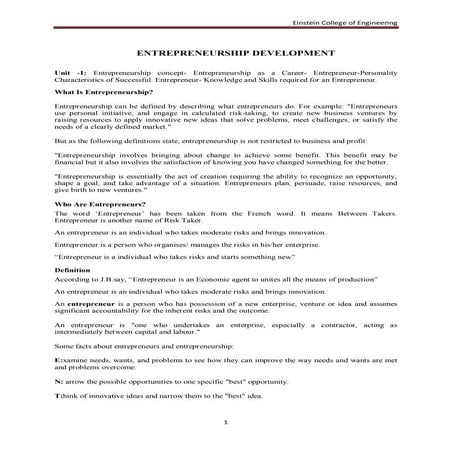 Entrepreneurship development