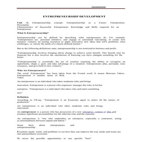 Entrepreneurship development