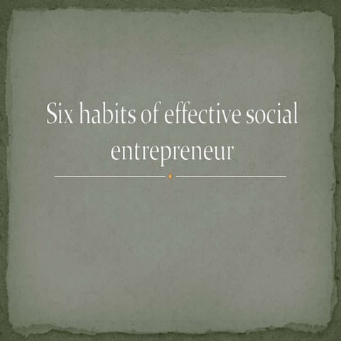 social Entrepreneurship 