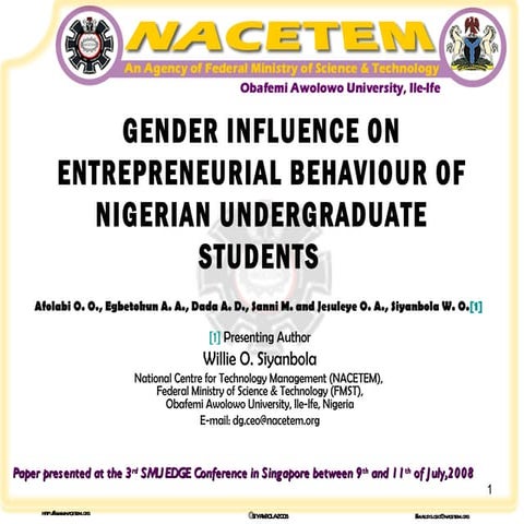 Gender Influence on Entrepreneurship