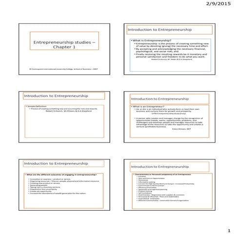 Entrepreneurship hisrich chapter 1