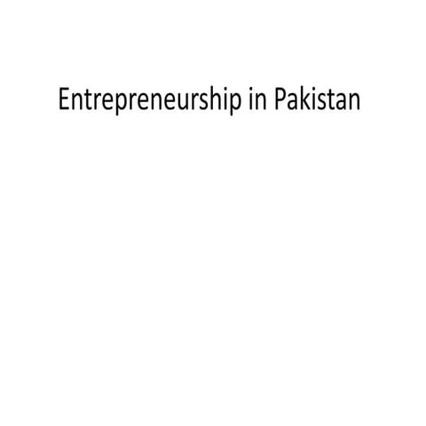 Entrepreneurship in pakistan