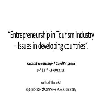 Entrepreneurship in tourism industry
