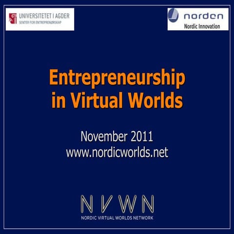 Entrepreneurship in virtual worlds nov3