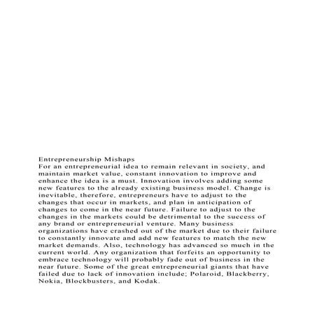 Entrepreneurship MishapsFor an e.docx
