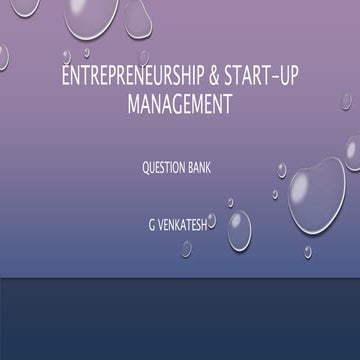 Entrepreneurship & start up management