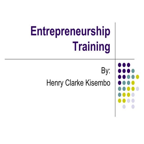 Entrepreneurship training