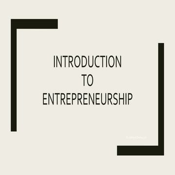 Introduction To Entrepreneurship