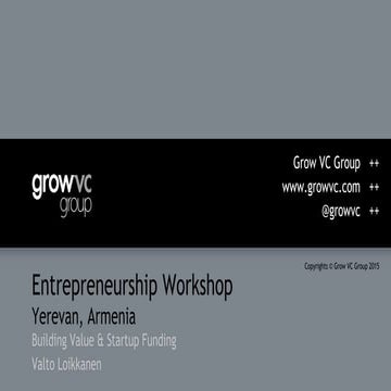 Entrepreneurship Workshop Yerevan -Building Value and Startup Funding