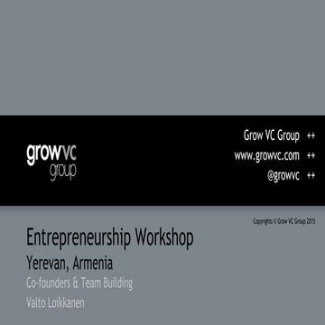 Entrepreneurship Workshop - Co-founders and Team Building