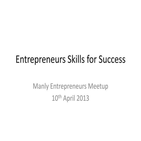 Skills and Traits of Successul Entrepreneurs. Time Management Tactics