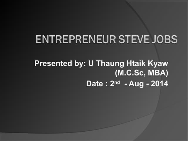 Entrepreneur steve jobs (2nd aug 2014)