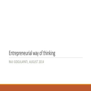 Entrepreneur way of thinking
