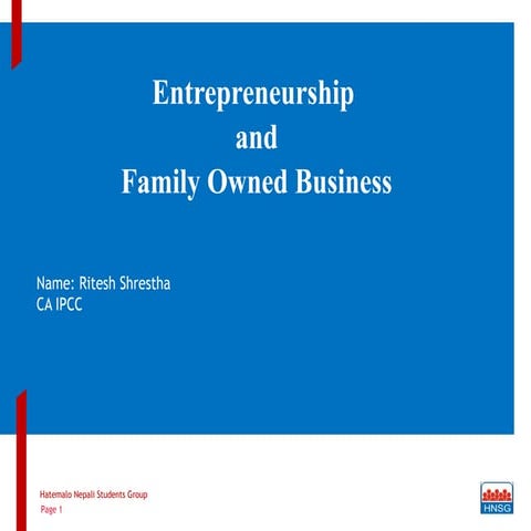 Entreprenuership and Family Owned Business