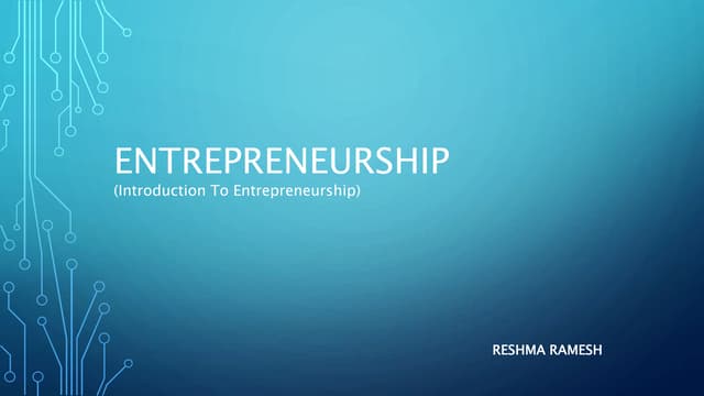 Entrepreneurship (Introduction to Entrepreneurship)
