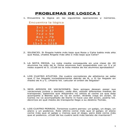 Entretenimientos de logica i