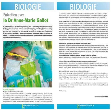 Entretien avec le Dr Anne-Marie Gallot | PDF