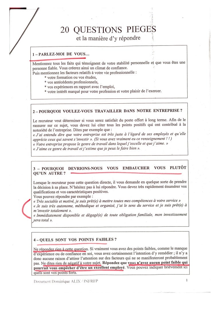 Entretien d'embauche - les 20 questions pièges