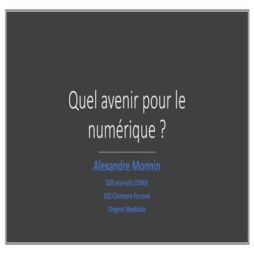 Quel avenir pour le numérique