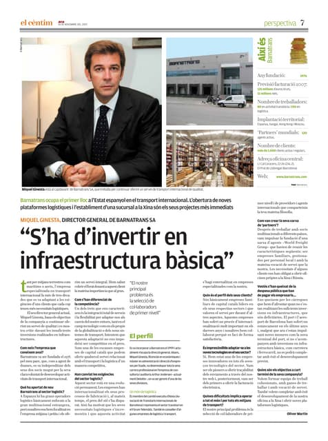 Entrevista Miquel Ginesta, director general Barnatrans SA